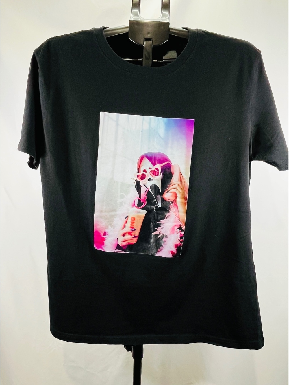 SCREAM Black Graphic T-Shirt Large 100% Cotton Casual Short Sleeve